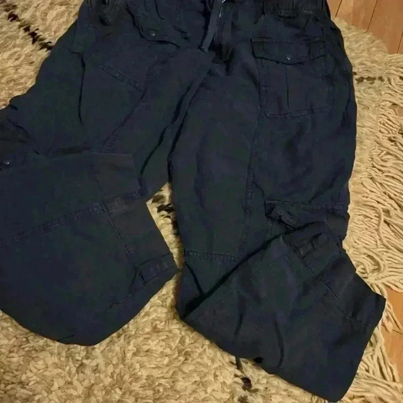 ZARA linen blend navy cargo pants - Picture 4 of 4